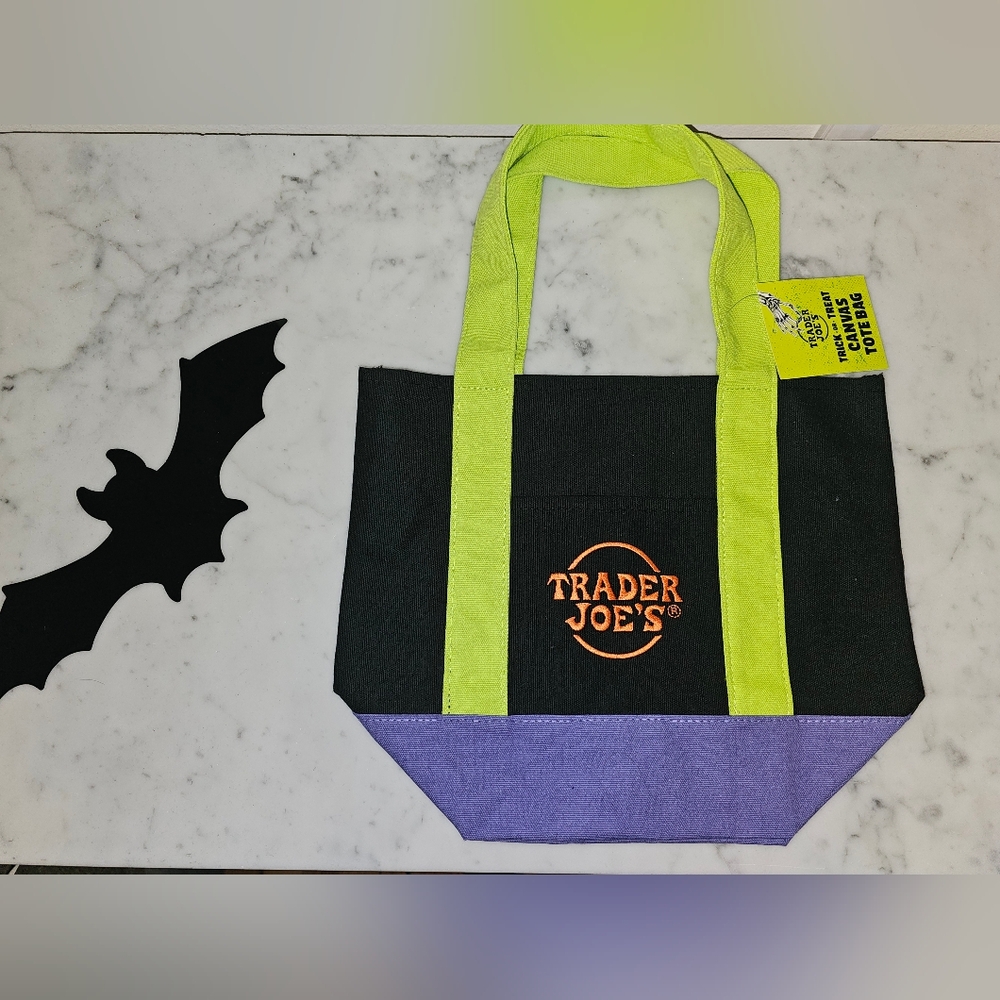 Trader Joe's Black and Purple Tote Bag